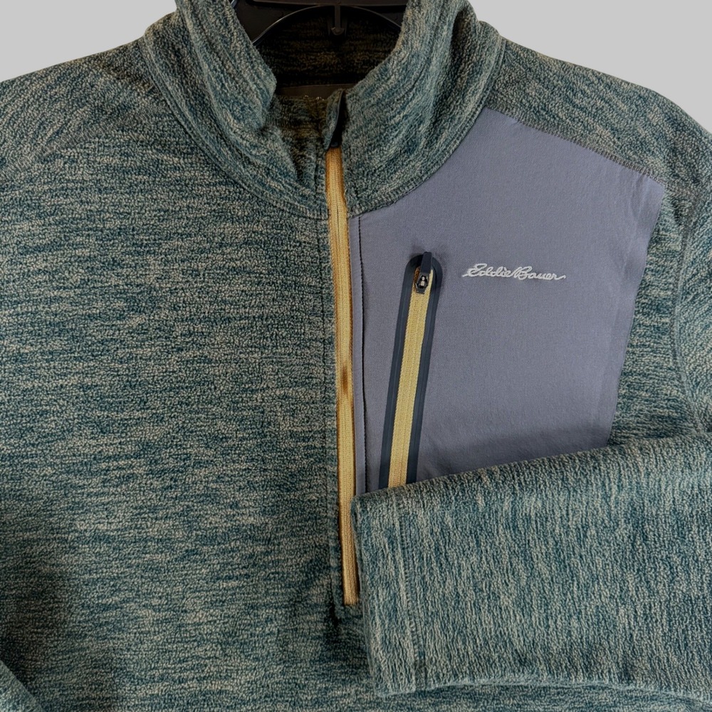 Eddie Bauer First Ascent Pullover Size M Hiking Fleece Green‎ Quarter Zip 1234